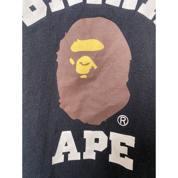 A BATHING APE BAPE College Font Graphic T Shirt Vintage Single Stitch Sz S Black - Picture 4 of 12